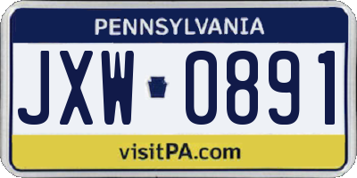 PA license plate JXW0891