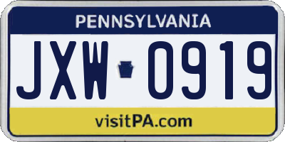 PA license plate JXW0919