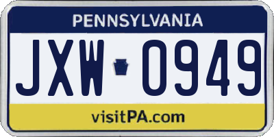 PA license plate JXW0949