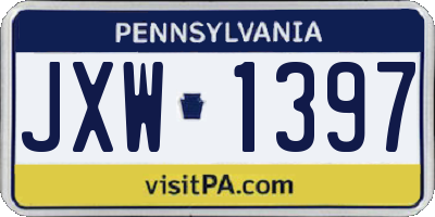 PA license plate JXW1397