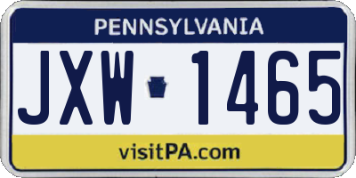 PA license plate JXW1465