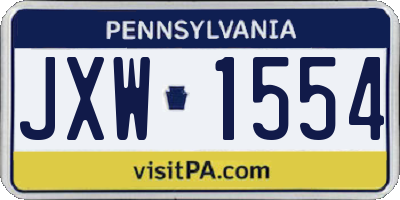 PA license plate JXW1554