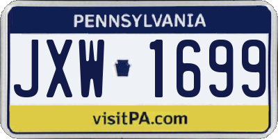 PA license plate JXW1699
