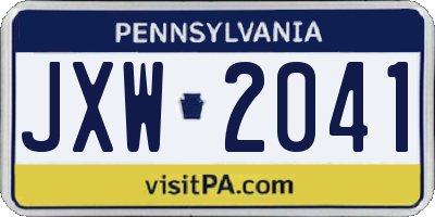 PA license plate JXW2041