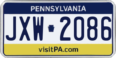 PA license plate JXW2086