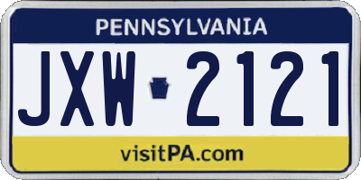 PA license plate JXW2121