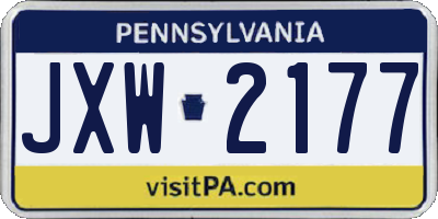 PA license plate JXW2177
