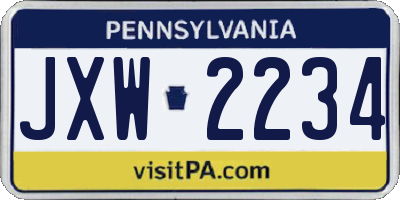 PA license plate JXW2234