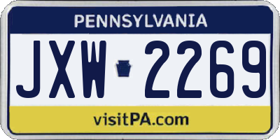 PA license plate JXW2269