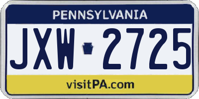 PA license plate JXW2725