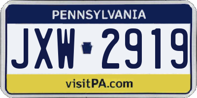 PA license plate JXW2919