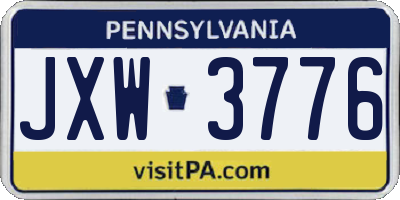 PA license plate JXW3776
