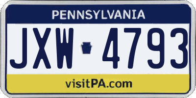 PA license plate JXW4793