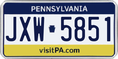 PA license plate JXW5851