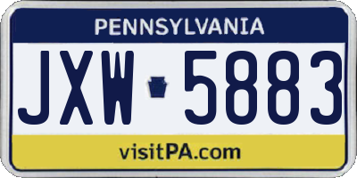 PA license plate JXW5883