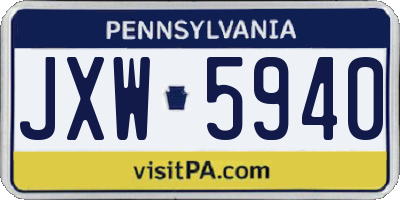 PA license plate JXW5940
