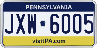 PA license plate JXW6005