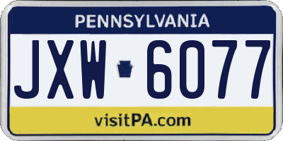 PA license plate JXW6077