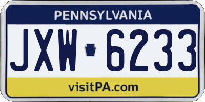 PA license plate JXW6233