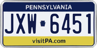 PA license plate JXW6451