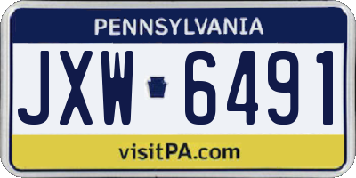 PA license plate JXW6491