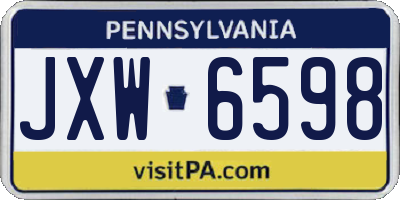 PA license plate JXW6598