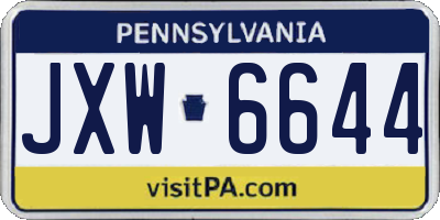 PA license plate JXW6644