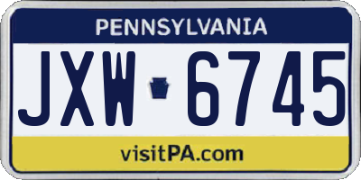 PA license plate JXW6745