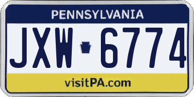 PA license plate JXW6774