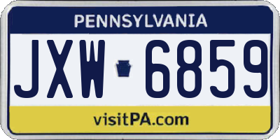 PA license plate JXW6859