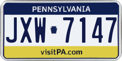 PA license plate JXW7147