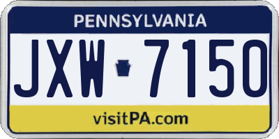 PA license plate JXW7150