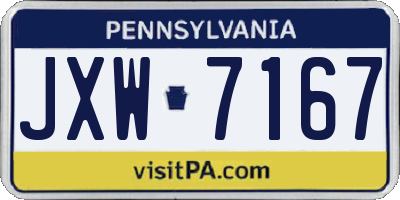 PA license plate JXW7167