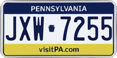 PA license plate JXW7255