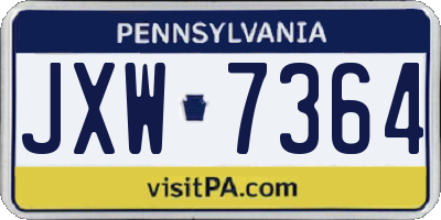 PA license plate JXW7364