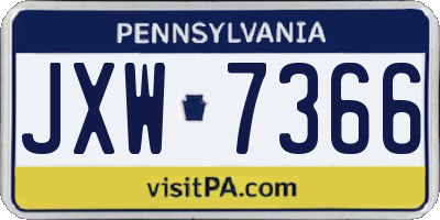 PA license plate JXW7366
