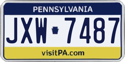 PA license plate JXW7487