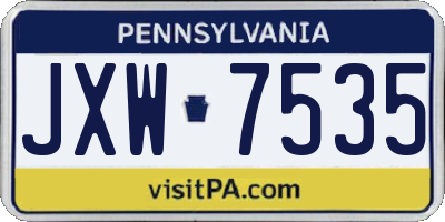 PA license plate JXW7535