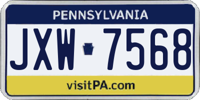 PA license plate JXW7568