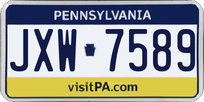 PA license plate JXW7589