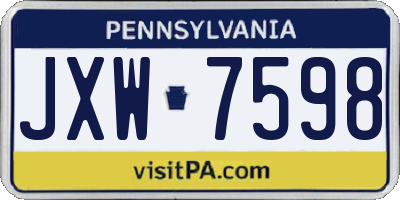 PA license plate JXW7598