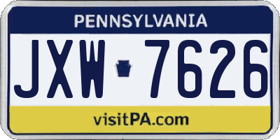 PA license plate JXW7626