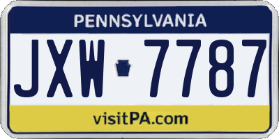 PA license plate JXW7787