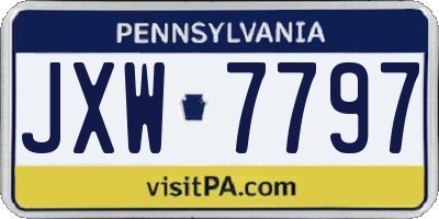 PA license plate JXW7797