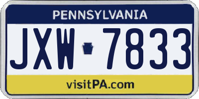 PA license plate JXW7833