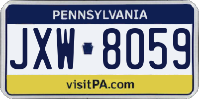 PA license plate JXW8059
