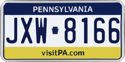 PA license plate JXW8166