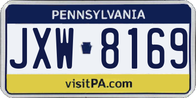 PA license plate JXW8169