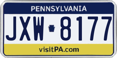 PA license plate JXW8177