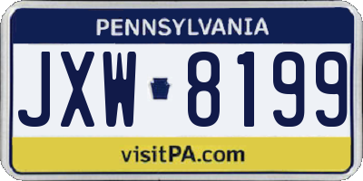 PA license plate JXW8199